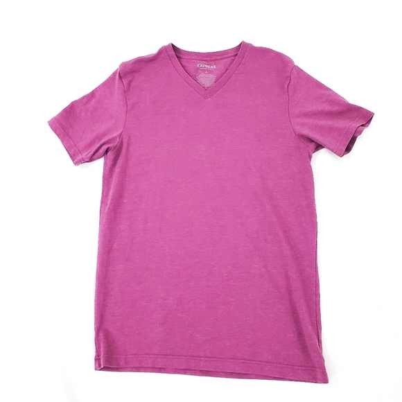 Express Stretch Purple V-Neck Short Sleeve Tee - Picture 5 of 7